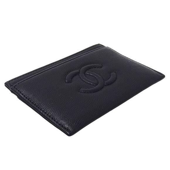 Chanel Card Case Wo Men's Caviar Skin Black Business Card Holder Commuter - Picture 3 of 9